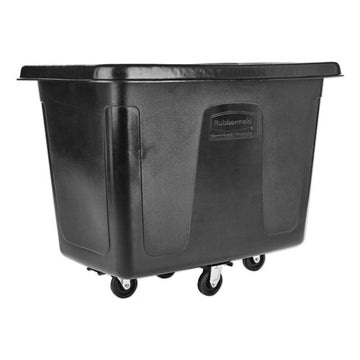 Rubbermaid® Commercial Metal Frame Cube Truck, Rectangular, Polyethylene, 400 Lb Capacity, 12 Cu Ft, Black freeshipping - TVN Wholesale